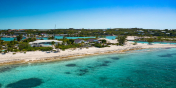 An aerial photo of the Turtle Cove section of Grace Bay Beach, Providenciales.