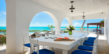 Plenty of room to dine outdoors at Conched Out, Turks and Caicos Islands.