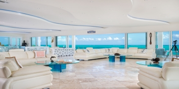 This Turks and Caicos luxury villa rental has a very spacious living area.