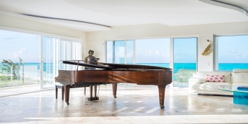 There is even a piano at Impulse Beach Estate, Grace Bay Beach, Turks and Caicos Islands.