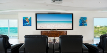 This Turks and Caicos luxury villa rental has a large flat screen TV.