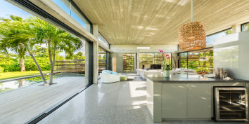 This Turks and Caicos vacation rental has a breakfast bar and wine cooler.