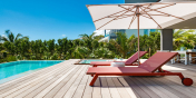 The sun deck of the Beach Enclave Long Bay Beach House, Providenciales, Turks and Caicos Islands.