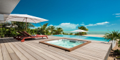 A hot tub on the sun deck of one of the Beach Enclave Beach Houses, Turks and Caicos Islands.