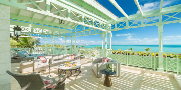 The master bedroom suites of The Villas at The Shore Club have a very large terrace with magnificent views of Long Bay Beach.