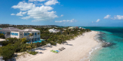 This Turks and Caicos luxury villa rental is located on the Turtle Cove section of Grace Bay Beach.