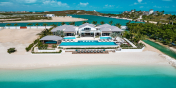 The private beachfront location of villa Emerald Bay, Providenciales, Turks and Caicos Islands.