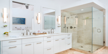 One of the spacious bathrooms at Grace Too, Grace Bay Beach, Providenciales (Provo), Turks and Caicos Islands.