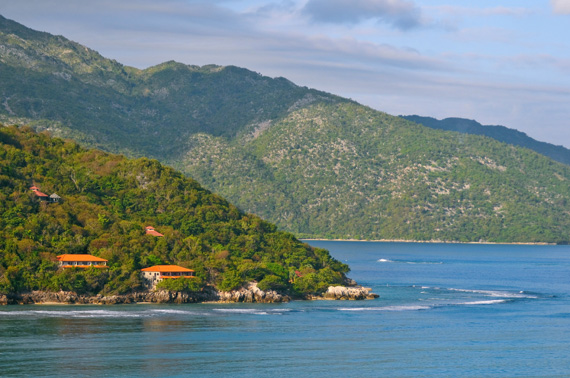 The scenic coastline of Haiti in the Caribbean.
